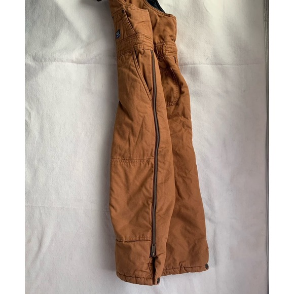Walls Insulated Bib Overalls Canvas Youth Medium Tough Wear Brown - Picture 7 of 8